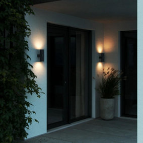 Nordlux Kyklop Ripple Outdoor Wall Light in Black (Height) 25.4cm