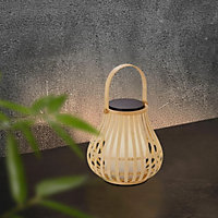 Nordlux Leo Outdoor Patio Terrace Bamboo Solar Charged Auto Turn On LED Light in Nature (H) 30cm