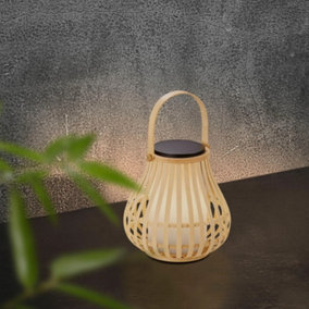 Nordlux Leo Outdoor Patio Terrace Bamboo Solar Charged Auto Turn On LED Light in Nature (H) 30cm