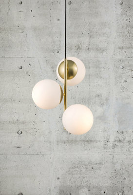 Nordlux Lilly 3-Spot Indoor Living Dining Metal Pendant Ceiling Light in Brass (Diam) 15cm