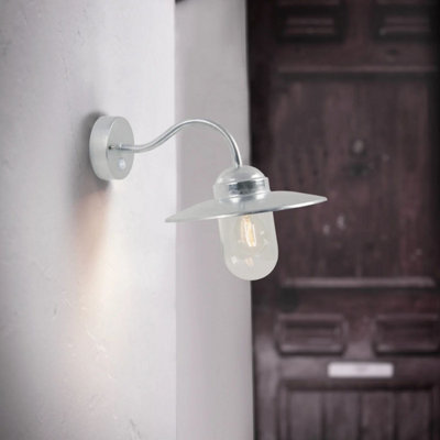 Nordlux Luxembourg Outdoor Patio Terrace Metal Wall Light in Galvanized (Diam) 26cm