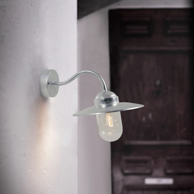 Nordlux Luxembourg Outdoor Patio Terrace Metal Wall Light in Galvanized (Diam) 26cm