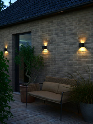 Nordlux Milda Kubi Outdoor Patio Terrace Garden Wall Light In Black (Height) 10cm