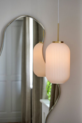 Nordlux Milford 20 Indoor Dining Living Kitchen Hallway Pendant In Opal White (Diam) 20cm