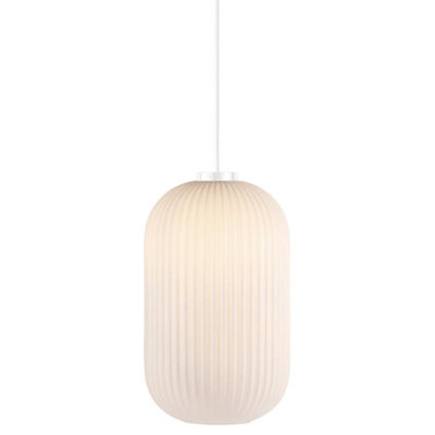 Nordlux Milford 20 Indoor Living Dining Glass Pendant Ceiling Light in Opal White (Diam) 20cm