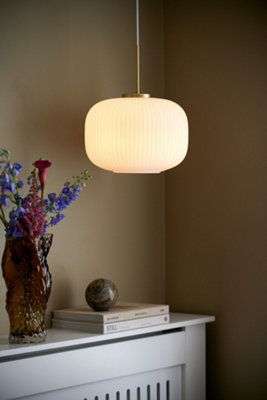 Nordlux Milford 30 Indoor Dining Living Kitchen Hallway Pendant In Opal White (Diam) 30cm