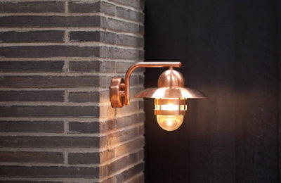Nordlux Nibe Outdoor Patio Terrace Garden Wall Light In Copper (Height) 24cm