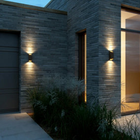Nordlux Nico Square 22 GU10 Outdoor Patio Garden Terrace Aluminium Wall Light in Rust (H) 23.5cm