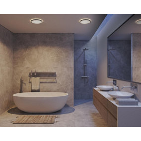 Nordlux Oja 29 Ip54  3000/4000K 3-Step Bathroom Ceiling Light in Black 29.4cm Diameter