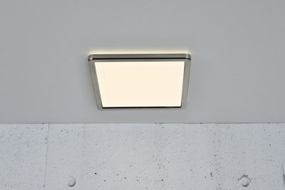 Nordlux Oja 29 Square 3000/4000K 3-Step Indoor Living Dining Bedroom Ceiling Light In Brushed Nickel (Height) 2.5cm