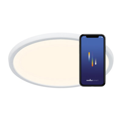 Nordlux Oja Smart 29 Bathroom Shower Room Ceiling Light in White 29.4cm Diameter