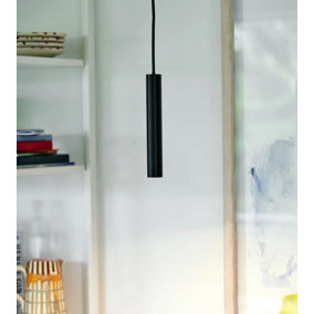 Nordlux Omari Indoor Dining Kitchen Metal Pendant Ceiling Light in Black (Diam) 12cm