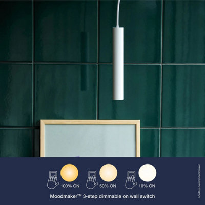 Nordlux Omari Indoor Dining Kitchen Metal Pendant Ceiling Light in White (Diam) 12cm