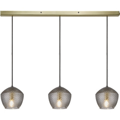 Nordlux Orbiform 3-Spot Indoor Dining Kitchen Pendant Ceiling Light in Brass (Diam) 15cm