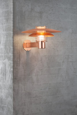 Nordlux Phoenix Outdoor Patio Terrace Garden Wall Light In Copper (Height) 22cm