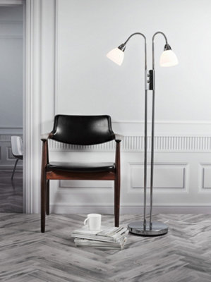 Nordlux Ray 2-Spot Indoor Living Dining Bedroom Floor Lamp In Chrome (Height) 163cm