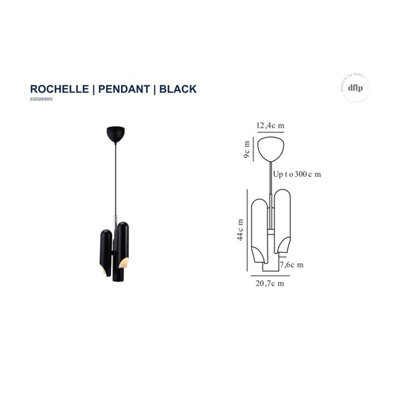 Nordlux Rochelle Metal Pendant Light Adjustable Head Black,Mains
