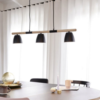 Nordlux Theo Indoor Dining Kitchen Hallway 3 Pendant Ceiling Light in Black (Length) 92.6cm