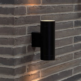 Nordlux Tin Maxi Outdoor Patio Terrace Metal Wall Light in Black (Diam) 12.5cm
