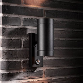 Nordlux Tin Sensor Outdoor Patio Terrace Metal Wall Light in Black (Diam) 7.6cm