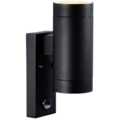 Nordlux Tin Sensor Outdoor Patio Terrace Metal Wall Light in Black (Diam) 7.6cm