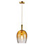 Nordlux Uma 18 Indoor Living Dining Glass Pendant Ceiling Light in Amber (Diam) 18cm