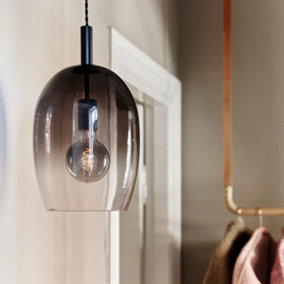 Nordlux Uma 23 Indoor Living Dining Glass Pendant Ceiling Light in Grey (Diam) 23cm