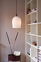 Nordlux Uma 30 Indoor Living Dining Glass Pendant Ceiling Light in Opal White (Diam) 29cm