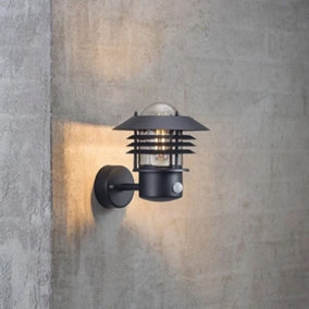 Nordlux Vejers Sensor Outdoor Patio Terrace Metal Wall Light in Black (Diam) 22cm