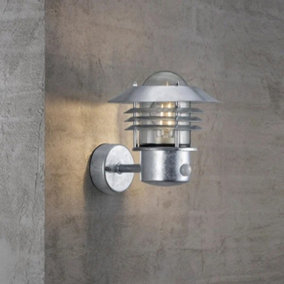 Nordlux Vejers Sensor Outdoor Patio Terrace Metal Wall Light in Galvanized (Diam) 22cm