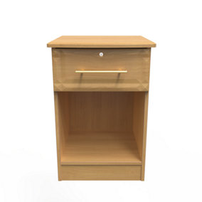 Norfolk 1 Drawer Bedside Cabinet - Lockable in Modern Oak (Ready Assembled)