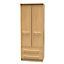Norfolk 2 Door 2 Drawer Wardrobe with Shelf & Hanging Rail in Modern Oak (Ready Assembled)