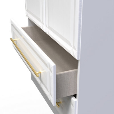 Norfolk 2 Door 2 Drawer Wardrobe with Shelf & Hanging Rail in White Ash (Ready Assembled)