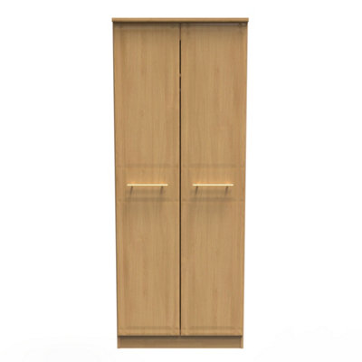 Norfolk 2 Door Wardrobe with Shelf & Hanging Rail in Modern Oak (Ready Assembled)