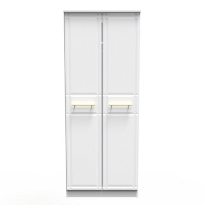 Norfolk 2 Door Wardrobe with Shelf & Hanging Rail in White Ash (Ready Assembled)