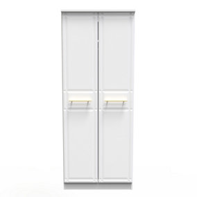 Norfolk 2 Door Wardrobe with Shelf & Hanging Rail in White Ash (Ready Assembled)