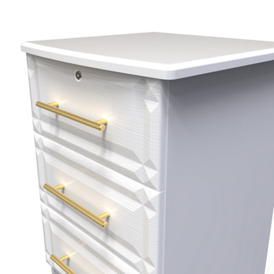 Norfolk 3 Drawer Bedside Cabinet - Lockable in White Ash (Ready Assembled)