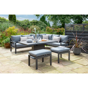 Norfolk Leisure Titchwell Luxury Corner Set with Height Adjustable Table Aluminium Garden Furniture