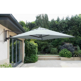 Norfolk Leisure Wall Mounted Square Cantilever Parasol 2x2m - Grey