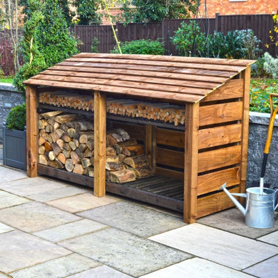 Normanton 4ft Log Store with Kindling Shelf - L80 x W230 x H128 cm ...
