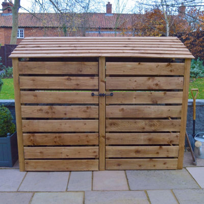 Normanton 6ft Log Store with Doors - L80 x W230 x H181 cm - Rustic Brown