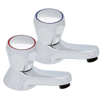 Northbury Modern Bath Tap Pair Chrome - Hot & Cold Pillar Taps, Chrome ...