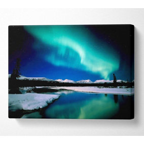 Northern Lights Lake View Canvas Print Wall Art - Medium 20 x 32 Inches
