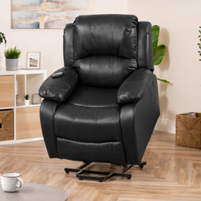 Northfield 86cm Wide Black Dual Motor Electric Mobility Aid Lift Assist Recliner Arm Chair with Massage Heat Functions