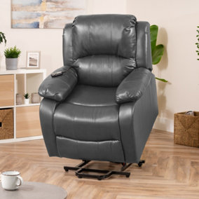 Northfield 86cm Wide Grey Dual Motor Electric Mobility Aid Lift Assist Recliner Arm Chair with Massage Heat Functions