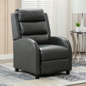 NORTON BONDED LEATHER PUSHBACK RECLINER ARMCHAIR SOFA GAMING CHAIR RECLINING (Grey)