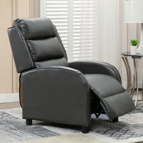 NORTON BONDED LEATHER PUSHBACK RECLINER ARMCHAIR SOFA GAMING CHAIR RECLINING (Grey)