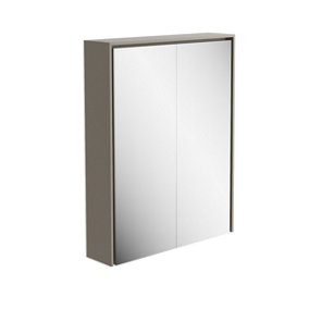 Norton Light Grey Double Bathroom Mirrored LED Wall Cabinet (W)550mm (H)700mm