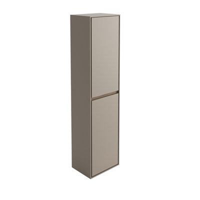 Norton Light Grey & Oak Wall Hung Bathroom Tall Storage Unit (H)1600mm (W)400mm