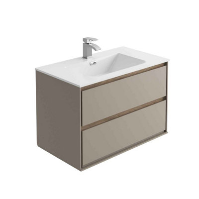 Norton Light Grey & Oak Wall Hung Vanity Unit & Basin Set (W)800mm (H)530mm